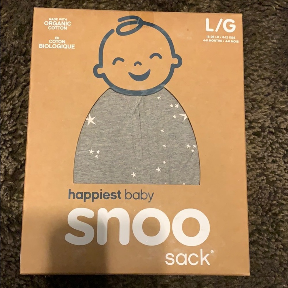 Size large snoo sack. Grey with white stars.